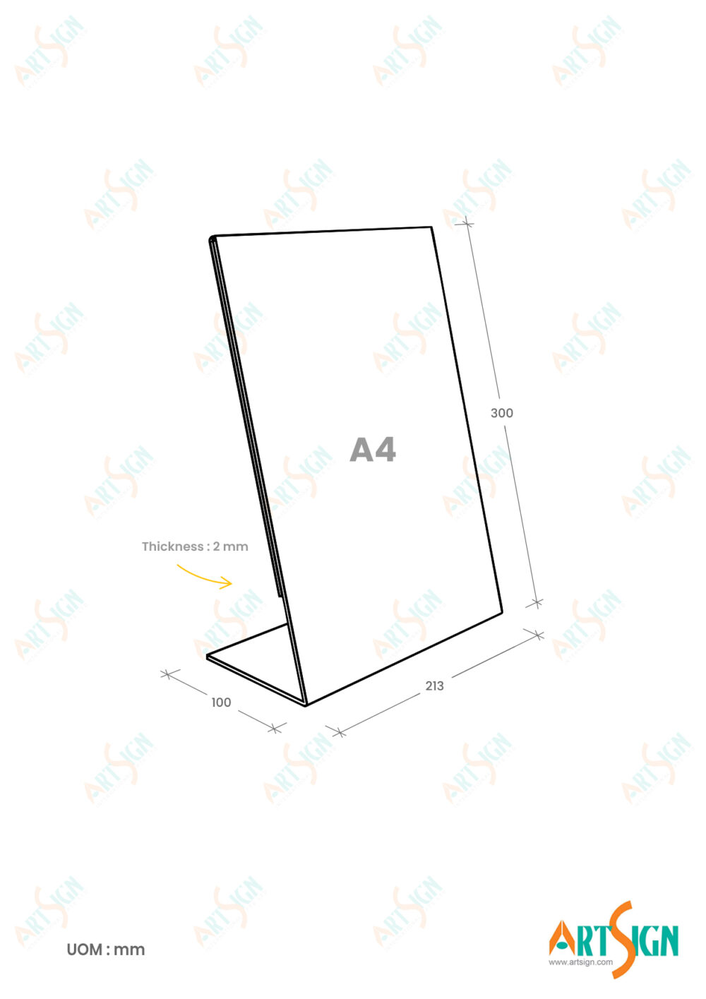 Acrylic card stand A4 L Portrait Artsign