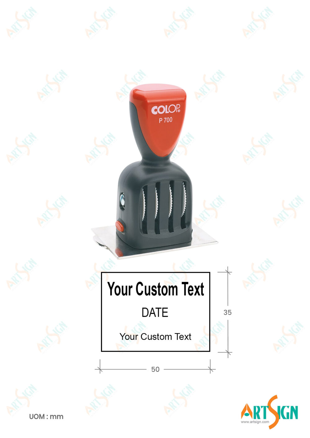 Rubber Stamp Date P700 50 x 35mm Artsign
